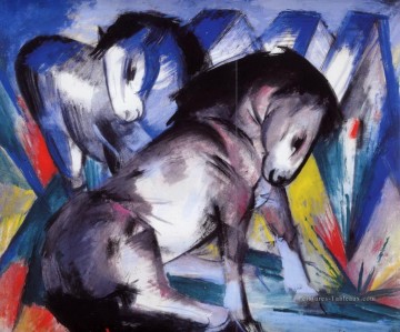 Animaux œuvres - Deux chevaux abstrait Franz Marc allemand